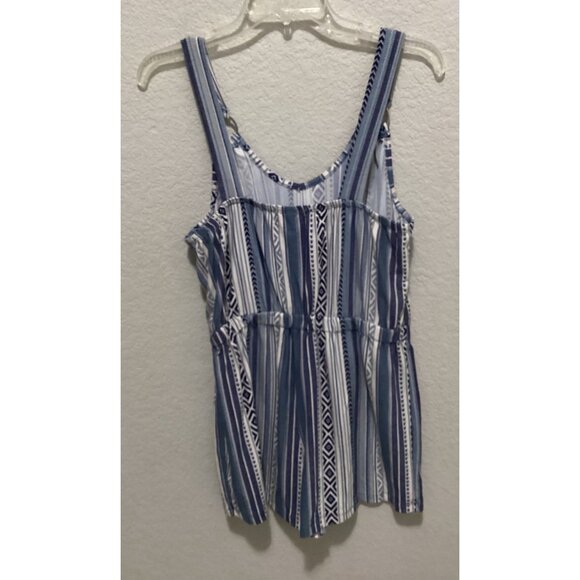 Derek Heart Blue & White Tribal Print Sleeveless Romper Size L - Picture 4 of 5